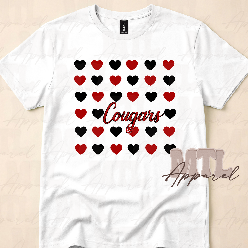 Cougars Red & Black Hearts