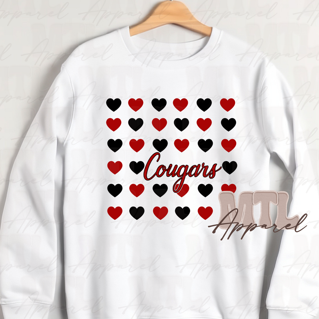 Cougars Red & Black Hearts